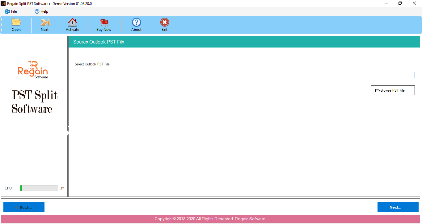 Regain PST Splitter Screenshots